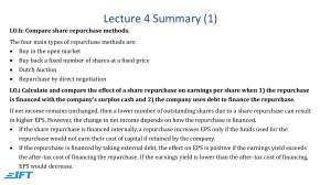Lecture 4 Summary: Share Repurchase Methods & Effects