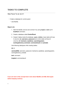 MySQL Database Setup for Web Control Panel