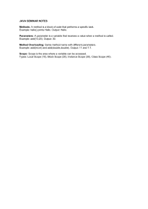 Java Seminar Notes: Methods, Parameters, Overloading, Scope