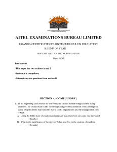 Uganda S.1 History & Political Education End of Year Exam