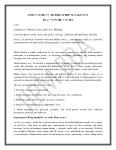 Foundations of Media Literacy and Critical Thinking Notes