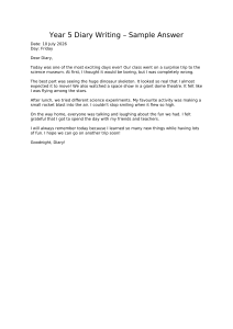 Year 5 Diary Writing Sample Answer