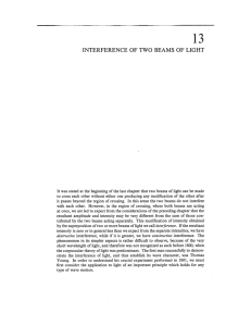 Interference of Two Light Beams: Fundamentals of Optics Chapter