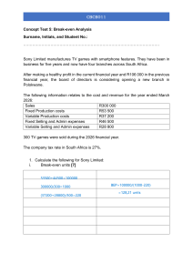 Break-even Analysis Test: Sony Limited Case Study