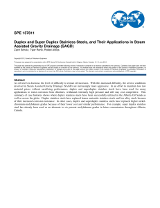 Duplex & Super Duplex Stainless Steels in SAGD Applications