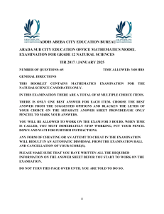 Grade 12 Natural Sciences Math Model Exam