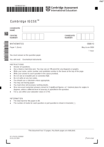 Cambridge IGCSE Matematyka Papier 1 (Core) Maj/Czerwiec 2024