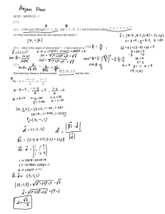 3D Geometry Quiz: Line-Plane Intersection & Distance