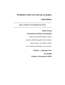 Introduction to Linear Algebra 6th Ed: Solutions to Problem Sets