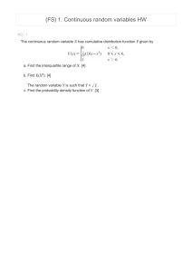 Continuous Random Variables HW Problems