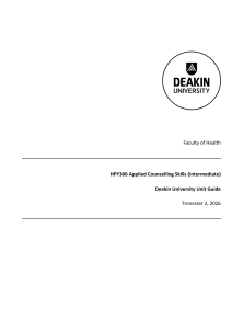 Deakin HPY306 Applied Counselling Skills (Intermediate) Unit Guide 2026