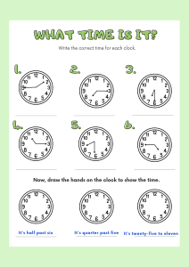 What Time Is It? Time Telling Worksheet for Kids