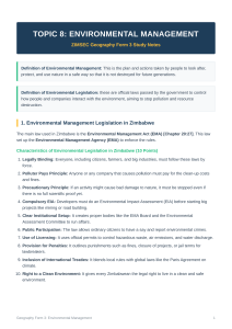 ZIMSEC Form 3 Geography: Environmental Management Study Notes