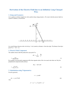 Electric Field from Infinitely Long Charged Wire Derivation
