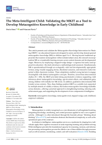 MKIT Validation for Early Childhood Metacognition