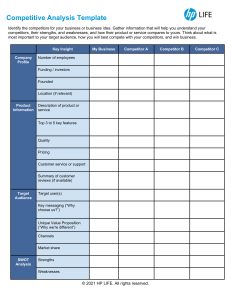 Competitive Analysis Template - HP LIFE
