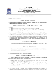 Exerc&iacute;cios de Volumetria - Qu&iacute;mica Anal&iacute;tica Quantitativa