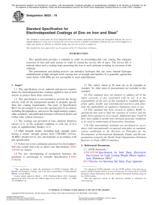ASTM B633-19: Zinc Electrodeposited Coatings on Steel