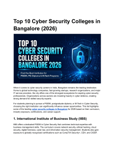 Top 10 Cyber Security Colleges in Bangalore 2026
