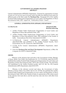 Andhra Pradesh Government Order on Local Cadres for Panchayat Raj Posts