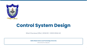 Control System Design Lecture Notes
