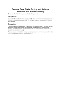 Case Study: Business Sale with Seller Financing