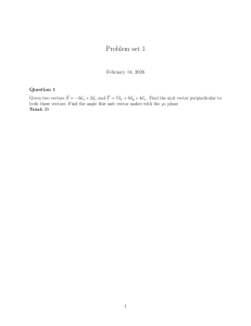 Problem Set 1: Unit Vector & Angle with YZ Plane