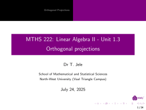Rzuty Ortogonalne - Algebra Liniowa II Jednostka 1.3