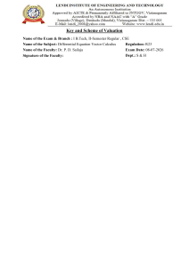 Key and Scheme of Valuation for Differential Equation Vector Calculus Exam