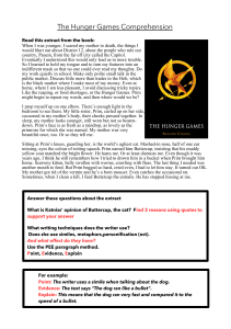 The Hunger Games Comprehension Worksheet