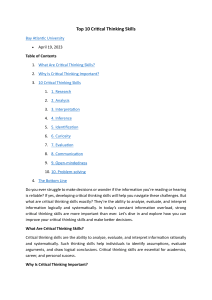 Top 10 Critical Thinking Skills