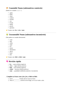 Exerc&iacute;cios de substantivos cont&aacute;veis e incont&aacute;veis