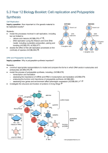 Year 12 Biology Booklet: Cell Replication & Polypeptide Synthesis