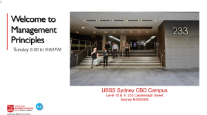 Management Principles Lecture Notes - UBSS Sydney