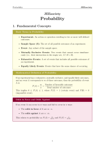 JEEsociety Probability: Fundamental Concepts & Formulas