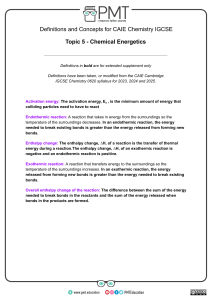 IGCSE Chemistry Topic 5: Chemical Energetics Definitions