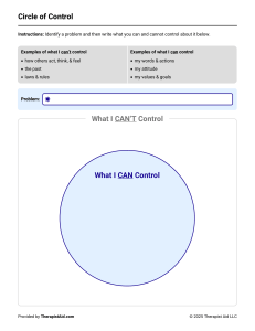 Circle of Control Worksheet: Identify Controllable Factors