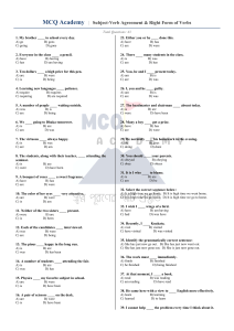 MCQ Academy Subject-Verb Agreement Quiz