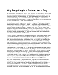 Why Forgetting Is a Feature, Not a Bug: Memory Psychology