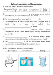 Boiling, Evaporation, and Condensation Worksheet