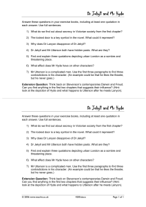 Dr Jekyll and Mr Hyde Worksheet Questions