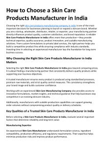 How to Choose a Skin Care Products Manufacturer in India