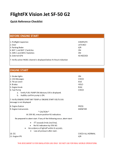 FlightFX Vision Jet SF-50 G2 Quick Reference Checklist