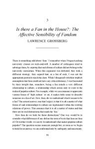 Is there a Fan in the House?: The Affective Sensibility of Fandom