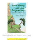 Proof Theory and Logic Programming Summary