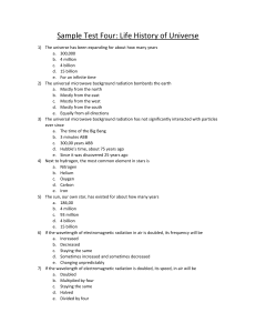Sample Test: Life History of the Universe