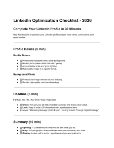LinkedIn Optimization Checklist 2026