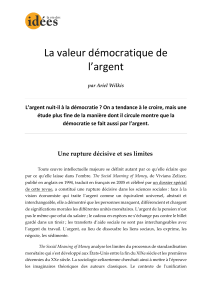 La valeur d&eacute;mocratique de l'argent : r&ocirc;le de la monnaie dans la d&eacute;mocratie