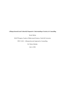 Biopsychosocial & Culturally Responsive Understanding of Anxiety