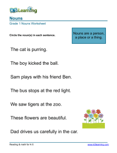 Grade 1 Nouns Worksheet - Circle Nouns in Sentences